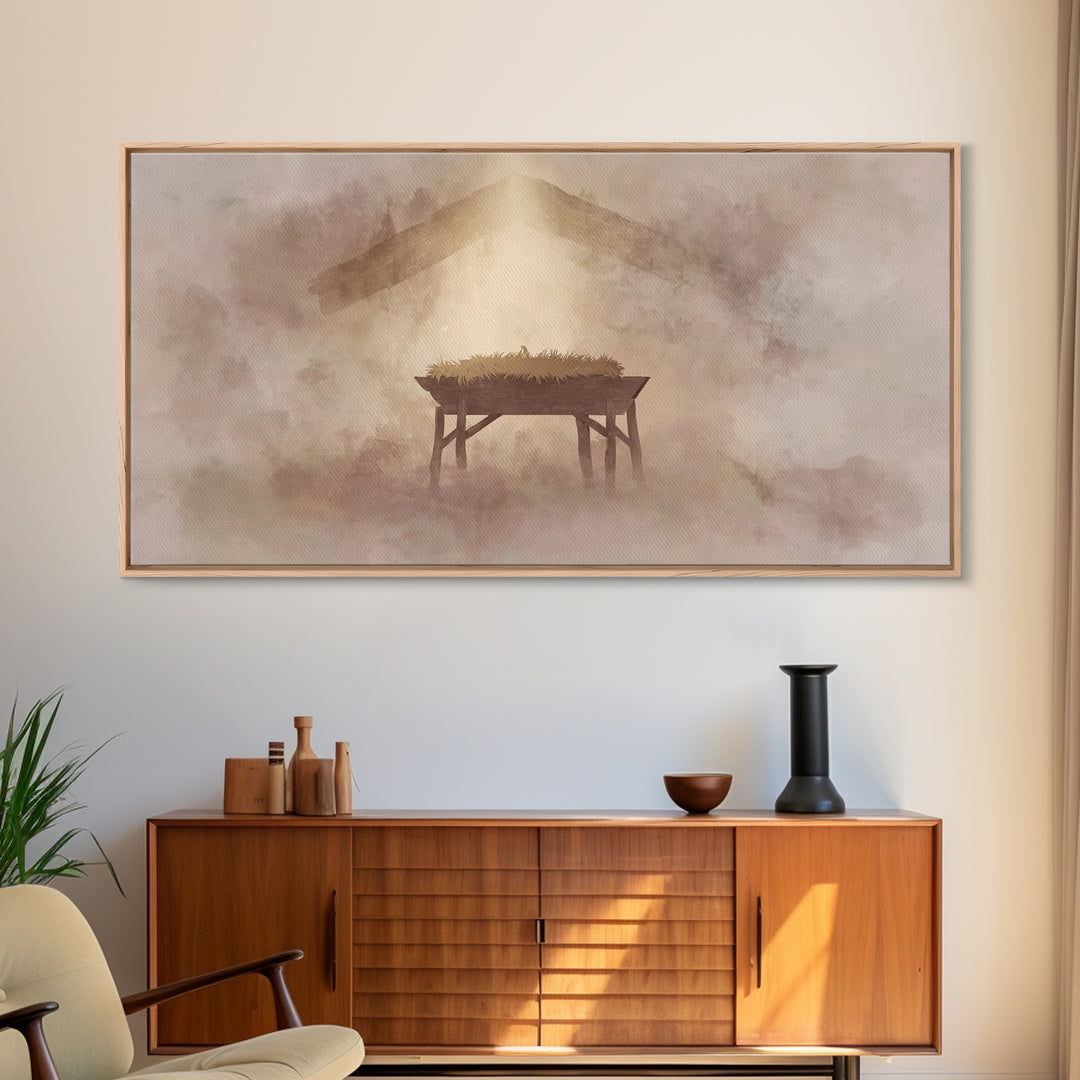 Manger Of Wonder – Framed Canvas Print – Christian Art – Christian Christmas Art – Christmas Wall Art – Christian Gift Ideas