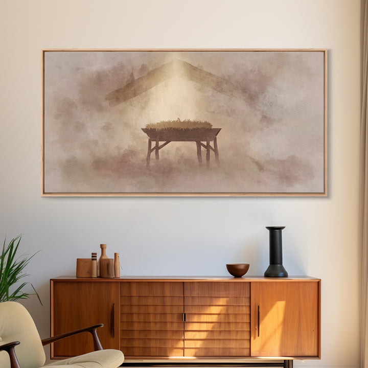 Manger Of Wonder – Framed Canvas Print – Christian Art – Christian Christmas Art – Christmas Wall Art – Christian Gift Ideas