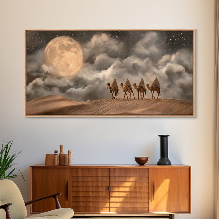 Desert Moon Journey, Framed Canvas Print, Christian Art Canvas, Christian Art Print, Christian Wall Art, Christian Christmas Art, Jesus Pai