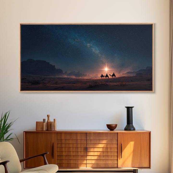 Night Star Caravan – Framed Canvas Print – Jesus Painting – Christian Wall Art – Christian Art Canvas – Christian Art Print – Christmas Art