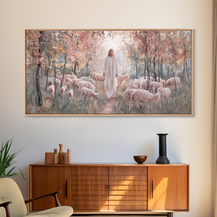 Graceful Pasture – Framed Canvas Print – Christian Art Canvas – Christian Art Print – Christian Christmas Art – Jesus Painting – Christian