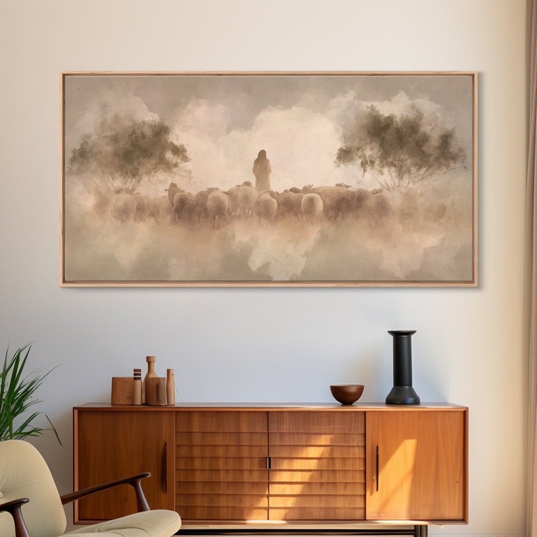 Morning Shepherd | Framed Canvas Print | Christian Christmas Art | Christian Art Canvas | Christian Wall Art | Christian Art Print | Jesus