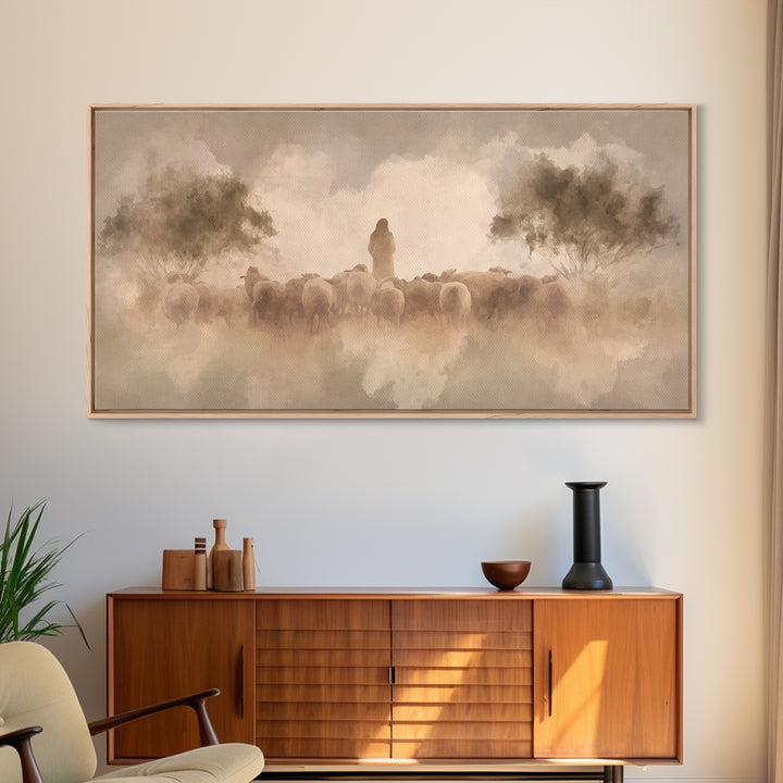 Morning Shepherd | Framed Canvas Print | Christian Christmas Art | Christian Art Canvas | Christian Wall Art | Christian Art Print | Jesus