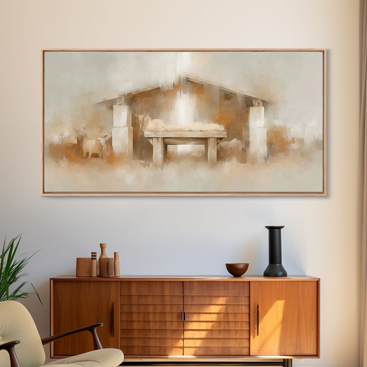 Stable Promise Light | Framed Canvas Print | Christian Art Canvas | Christmas Art | Christian Art Gift | Framed Christmas Art