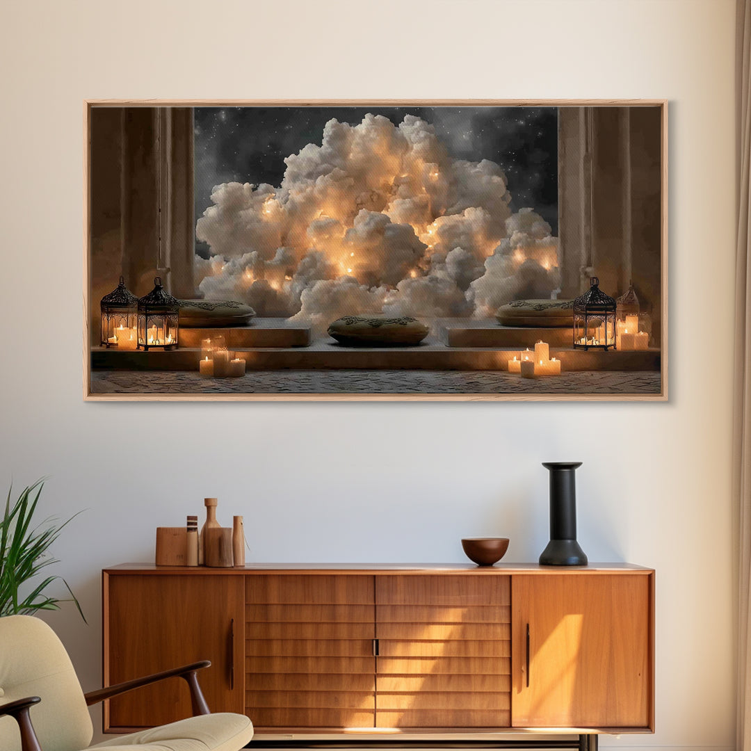 Celestial Glow - Framed Canvas Print - Christian Christmas Art - Christian Art Canvas - Moody Christmas Art - Christian Wall Art
