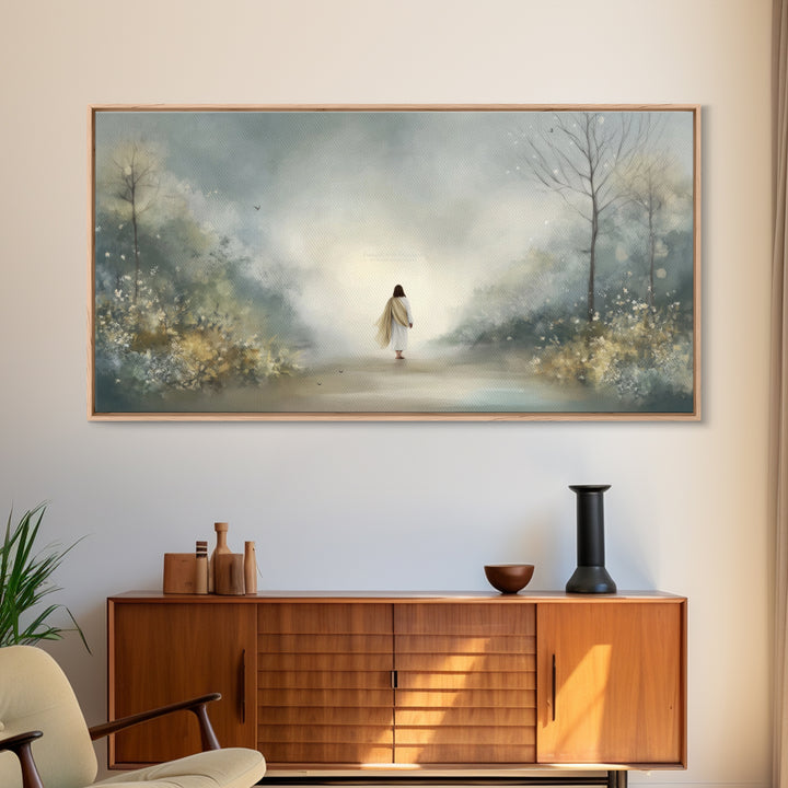 Garden Way Promise, Framed Canvas Print, Christian Wall Art, Jesus Painting, Christian Art Canvas, Modern Christian Art, Christian Gift Ide