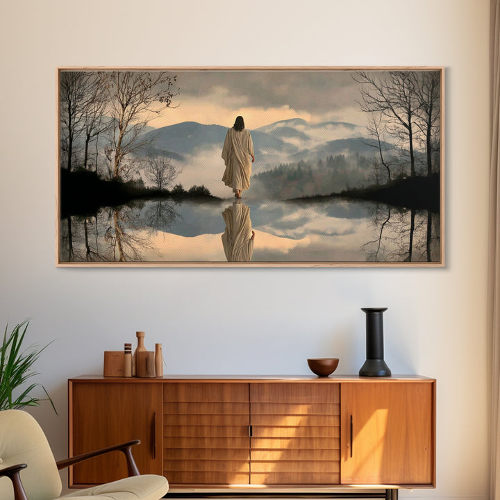 Mountain Peace Journey – Framed Canvas Print – Christian Wall Art – Jesus Painting – Christian Art Canvas – Moody Christian Art – Christian