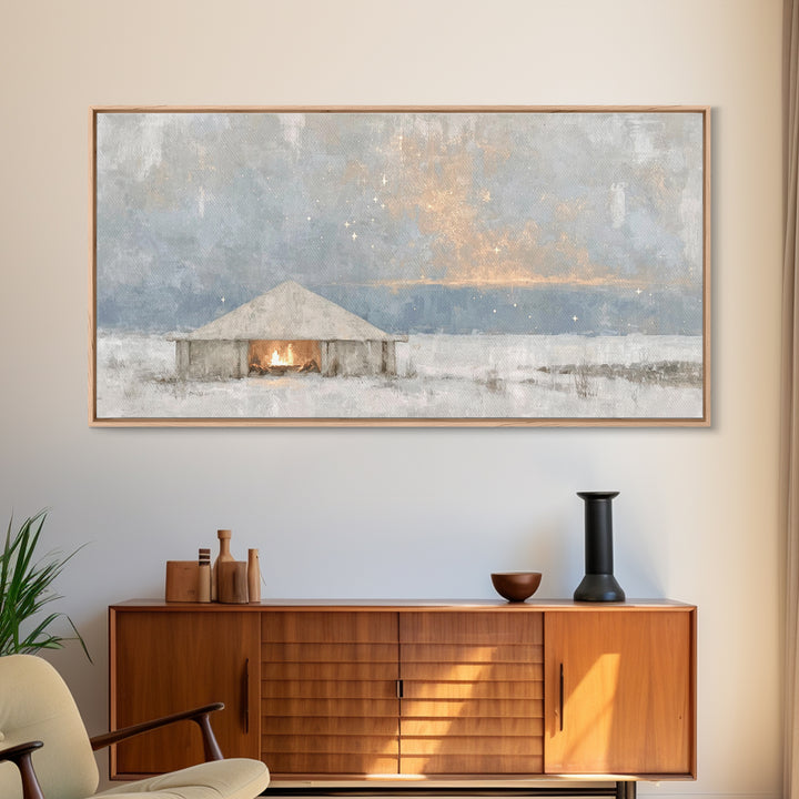 Sacred Arrival – Framed Canvas Print – Christian Art Canvas – Jesus Painting – Christian Wall Art – Christian Christmas Art – Christian Dec