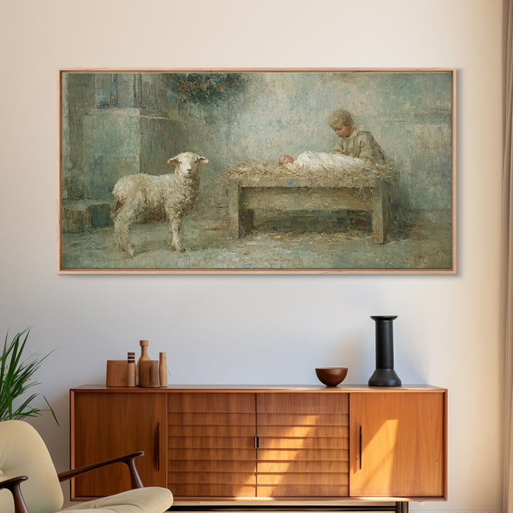 Winter Nativity – Framed Canvas Print – Christian Christmas Art – Christian Wall Art – Christmas Art – Christian Art Canvas – Christian Dec