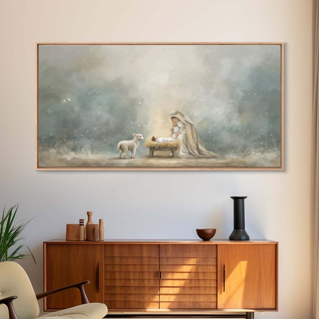 Heaven’s Gentle Dawn – Framed Canvas Print – Christian Art Canvas – Christian Wall Art – Jesus Painting – Christmas Art – Christian Christm