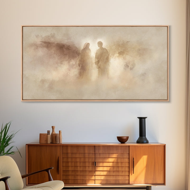 Heavenly Silhouettes – Framed Canvas Print – Christian Wall Art – Christmas Art Framed – Christian Art Canvas – Christian Christmas Decor