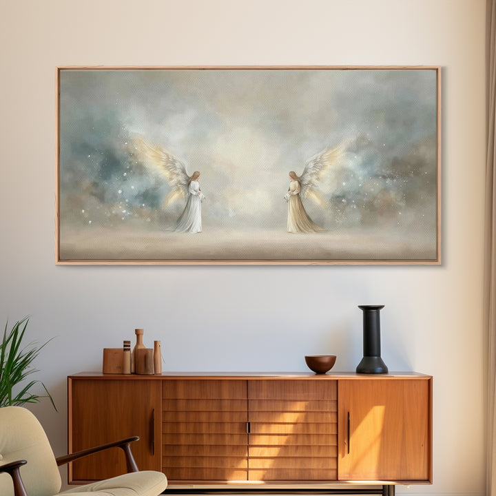 Serene Messengers – Framed Canvas Print – Christian Art Canvas – Framed Christian Art – Christian Christmas Art – Christmas Wall Art