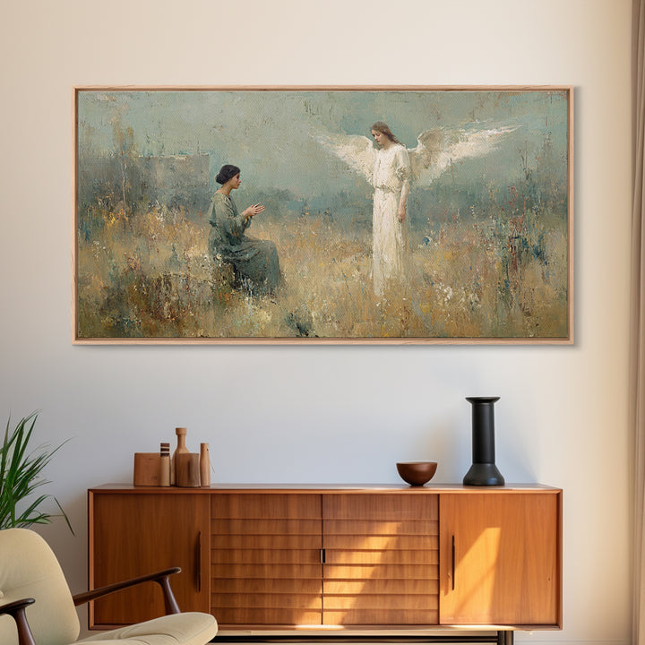 Gentle Annunciation – Framed Canvas Print – Christian Art Canvas – Christian Art Print – Vintage Christian Art – Christian Wall Art