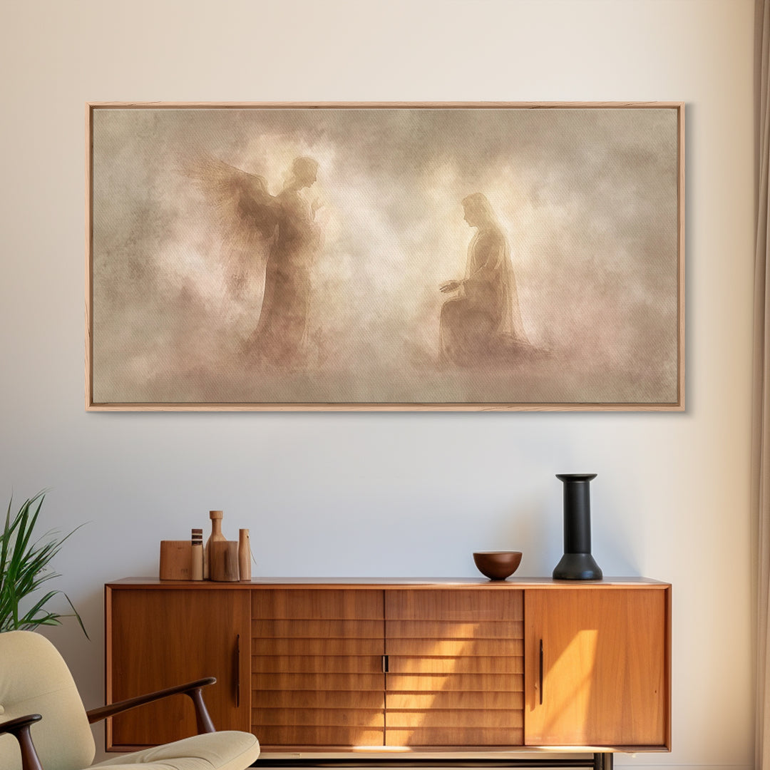 Sacred Encounter, Framed Canvas Print, Christian Art Canvas, Christian Painting, Subtle Christian Art, Christian Decor For Home, Modern Chr