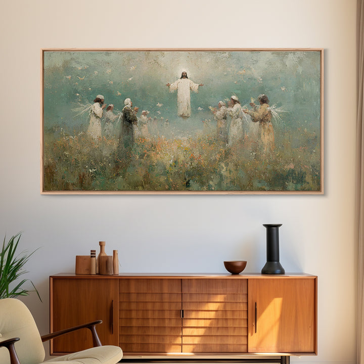 Ascension Field | Framed Canvas Print | Christian Art Print | Jesus Painting | Vintage Christian Art | Christian Wall Art | Christian Gift