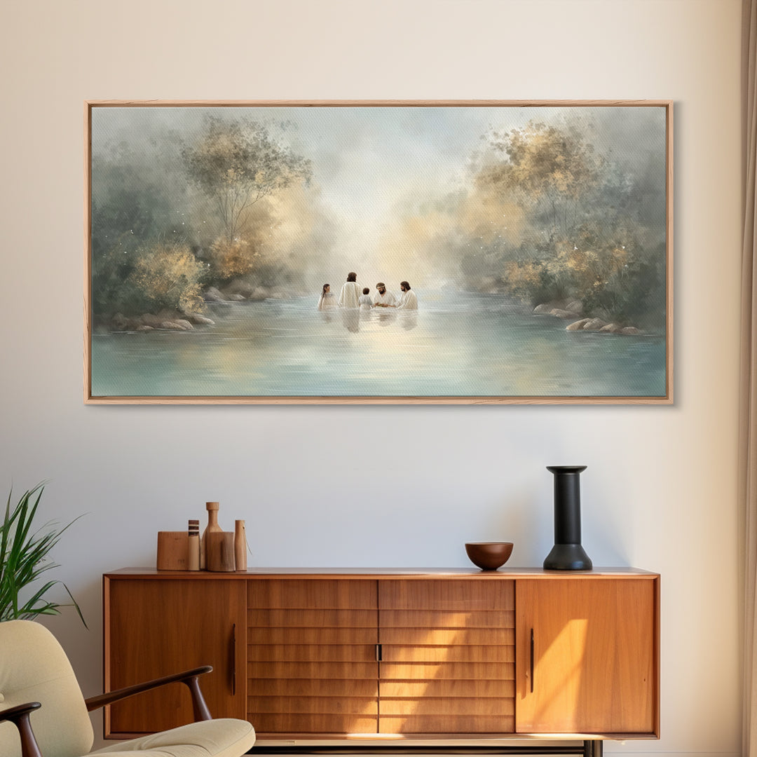 River Blessing – Framed Canvas Print – Christian Wall Art – Jesus Painting – Christian Art Canvas – Subtle Christian Art – Christian Decor