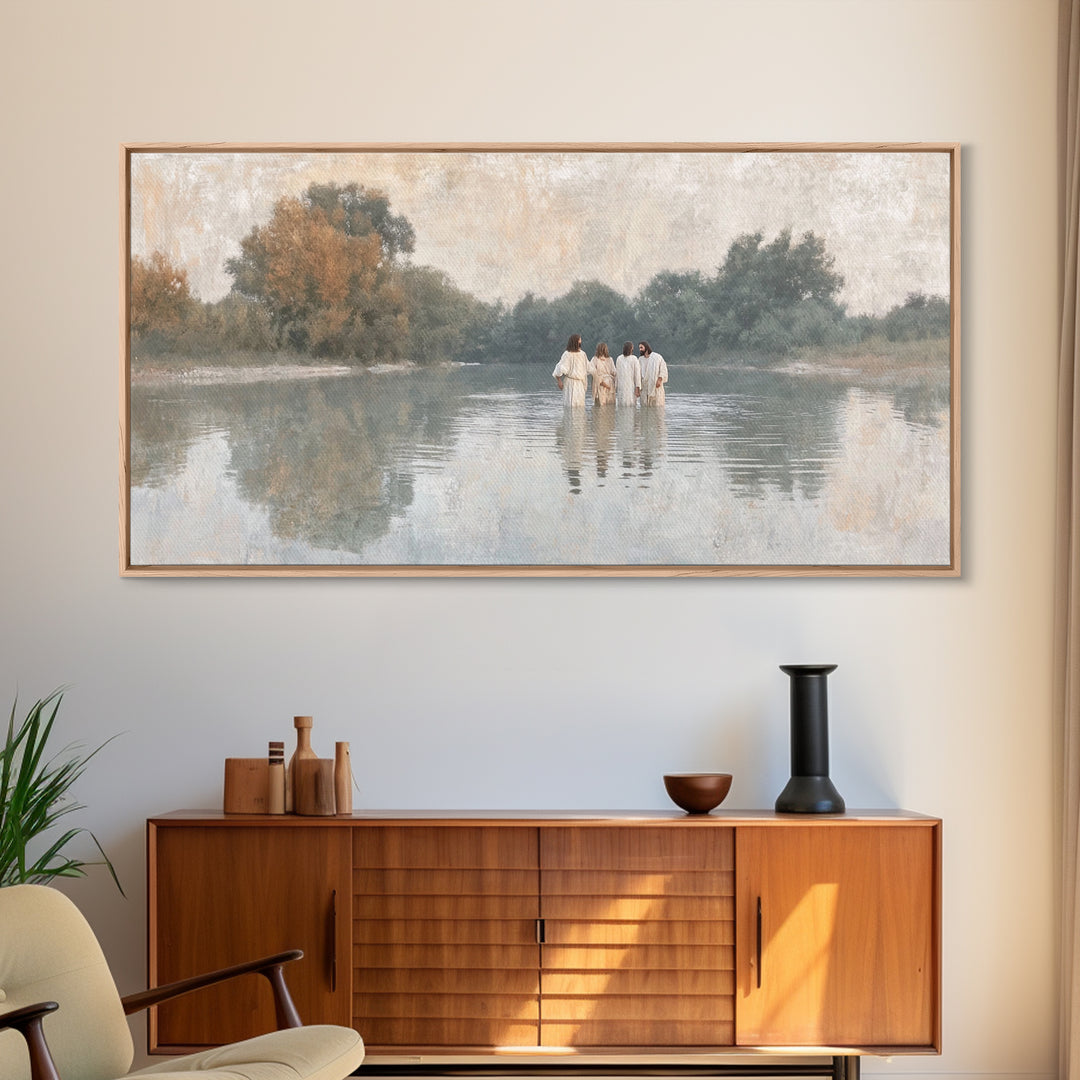 Waterway Journey | Framed Canvas Print | Christian Art Canvas | Subtle Christian Art | Christian Wall Art | Jesus Painting | Christian Deco