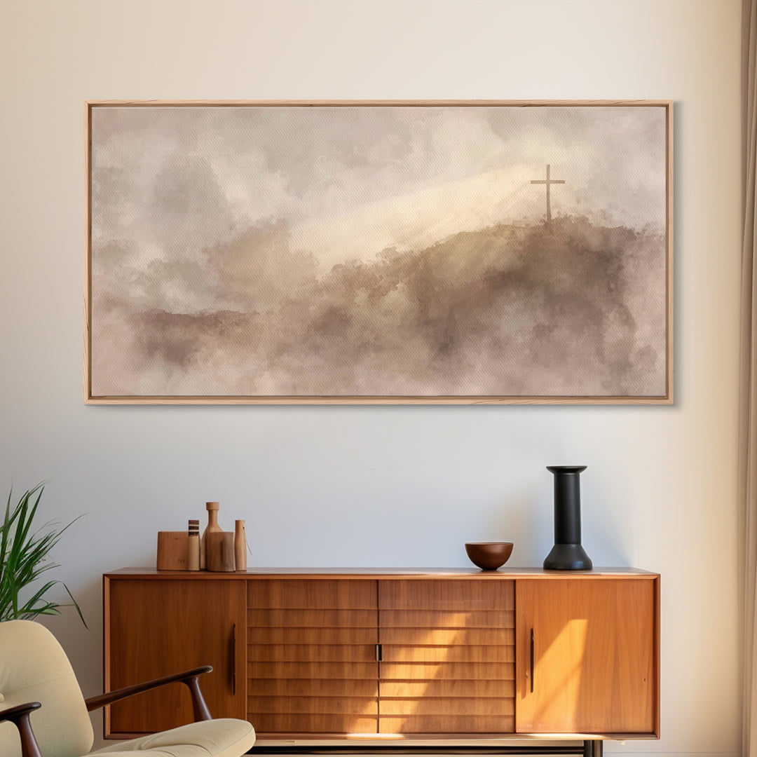 Hilltop Grace – Framed Canvas Print – Christian Wall Art – Christian Art Canvas – Christian Painting – Christian Decor – Christmas Art