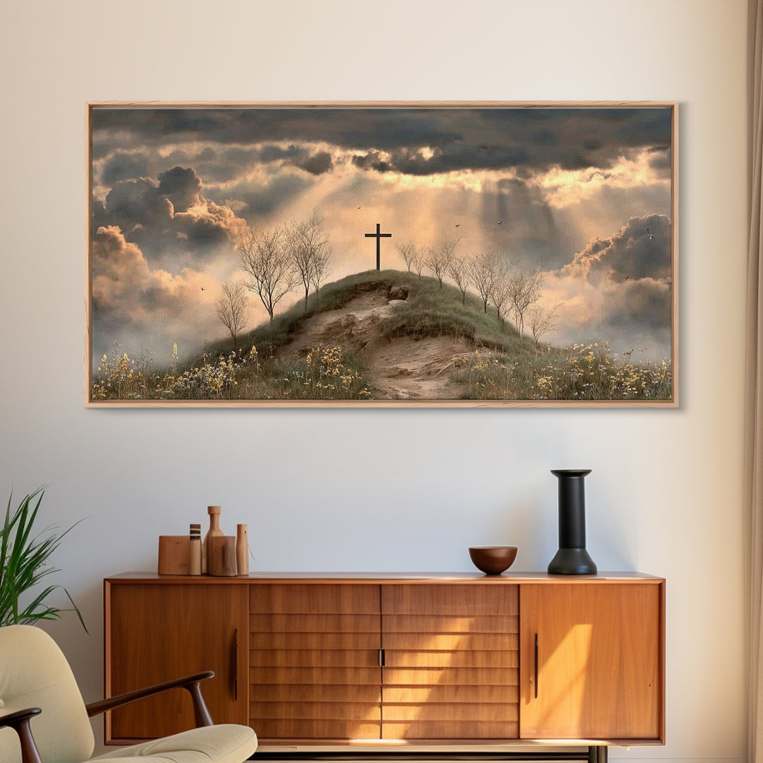 Crosslight Summit | Framed Canvas Print | Christian Wall Art | Moody Christian Art | Christian Art Canvas | Christian Decor For Home | Chri