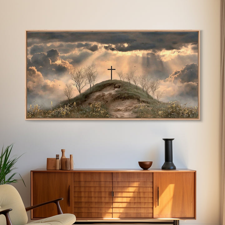 Crosslight Summit | Framed Canvas Print | Christian Wall Art | Moody Christian Art | Christian Art Canvas | Christian Decor For Home | Chri