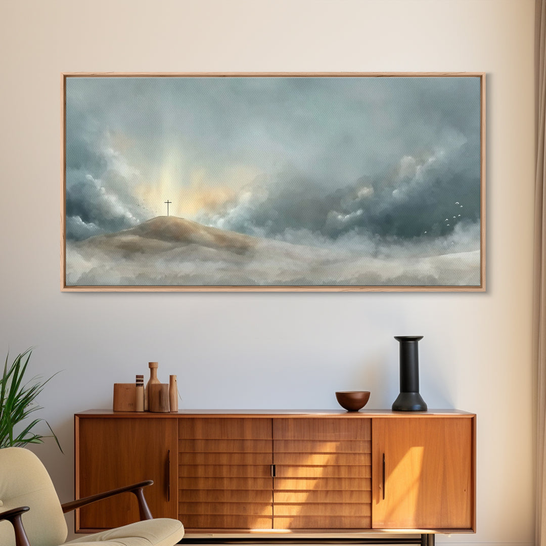 Cloudborn Promise, Framed Canvas Print, Christian Art Canvas, Christian Wall Art, Subtle Christian Paintings, Christian Christmas Decor, Ch