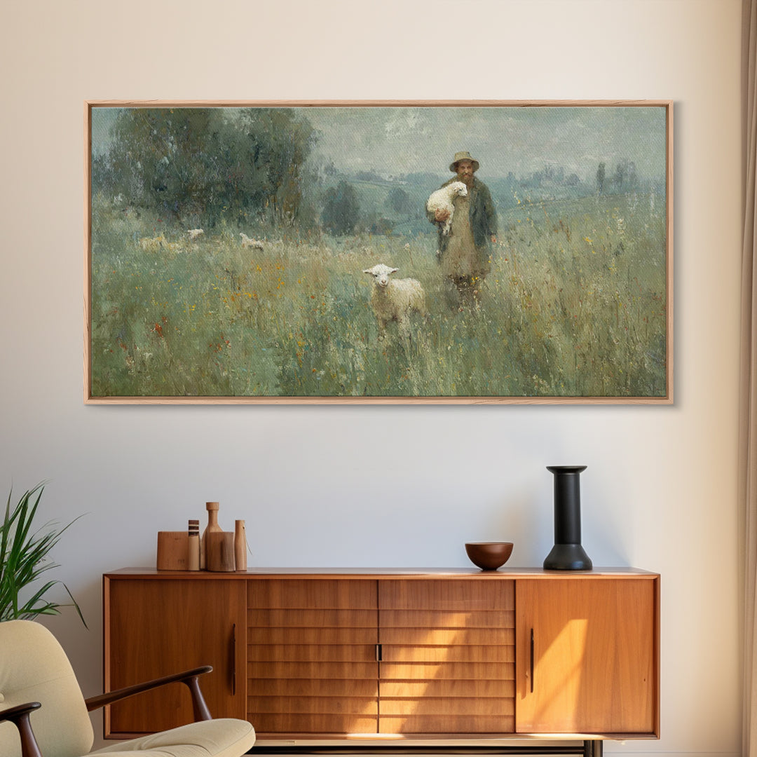 Fields Of Peace | Framed Canvas Print | Christian Art Canvas | Christian Wall Art | Pastoral Christian Art | Christian Painting | Christian