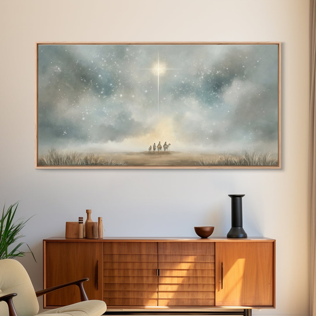 Star Of Bethlehem - Framed Canvas Print - Christmas Wall Art - Christian Christmas Art - Modern Christmas Art - Christian Decor