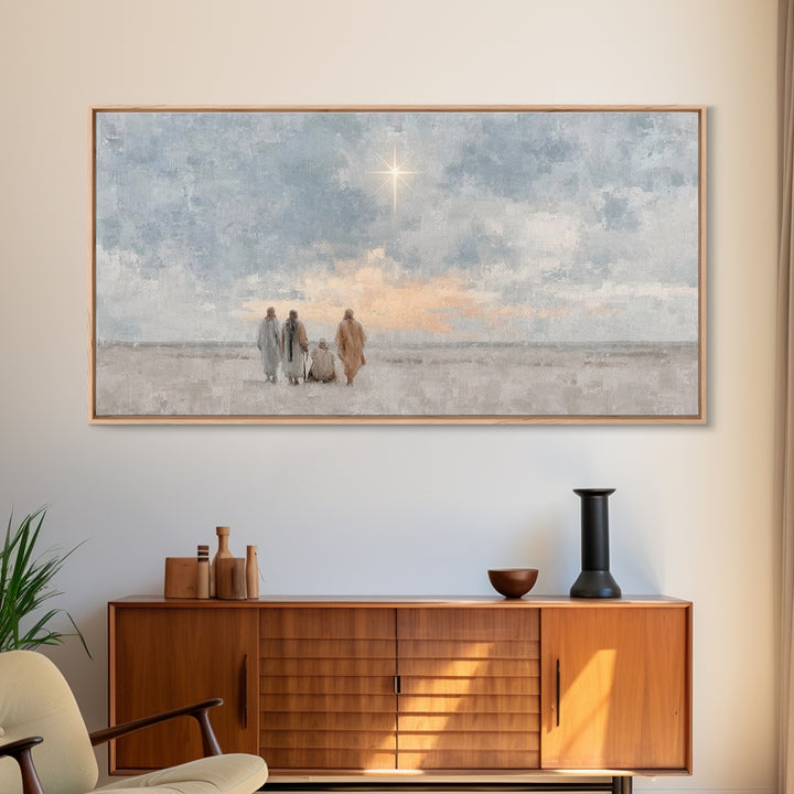 Holy Journey Sky - Framed Canvas Print - Christian Christmas Art - Christmas Canvas Wall Art - Christian Art Work - Christmas Art Prints