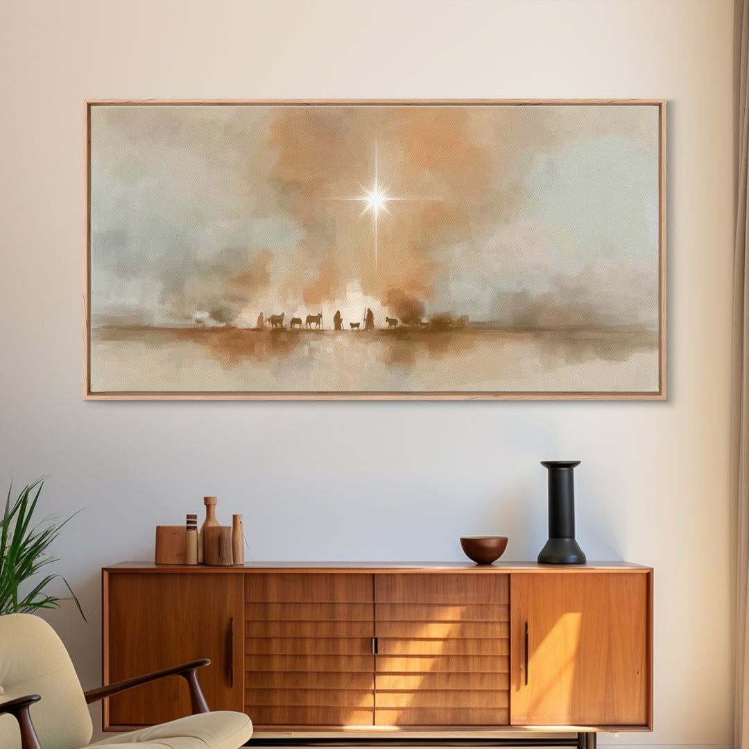 Desert Star Path - Framed Canvas Print - Christian Christmas Art - Vintage Christmas Art - Christmas Canvas Wall Art - Christian Art Print
