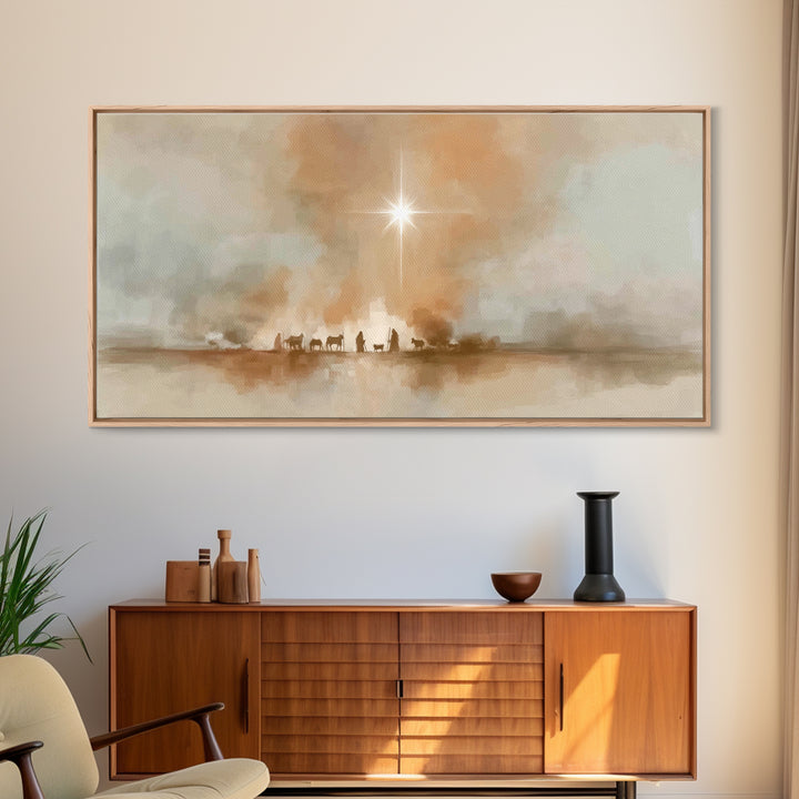Desert Star Path - Framed Canvas Print - Christian Christmas Art - Vintage Christmas Art - Christmas Canvas Wall Art - Christian Art Print