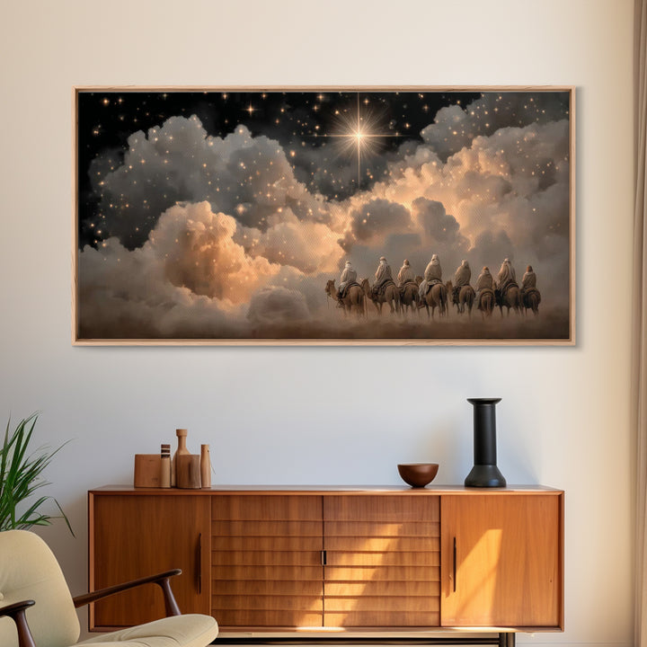 Star Of The East - Framed Canvas Print - Christmas Canvas Wall Art - Christian Christmas Art - Christian Art Canvas - Moody Christmas Art
