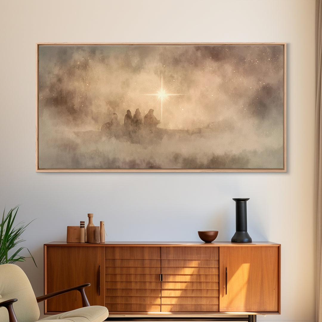 Starborn Wonder - Framed Canvas Print - Christian Christmas Art - Christmas Wall Art - Moody Christmas Art - Christian Art Canvas