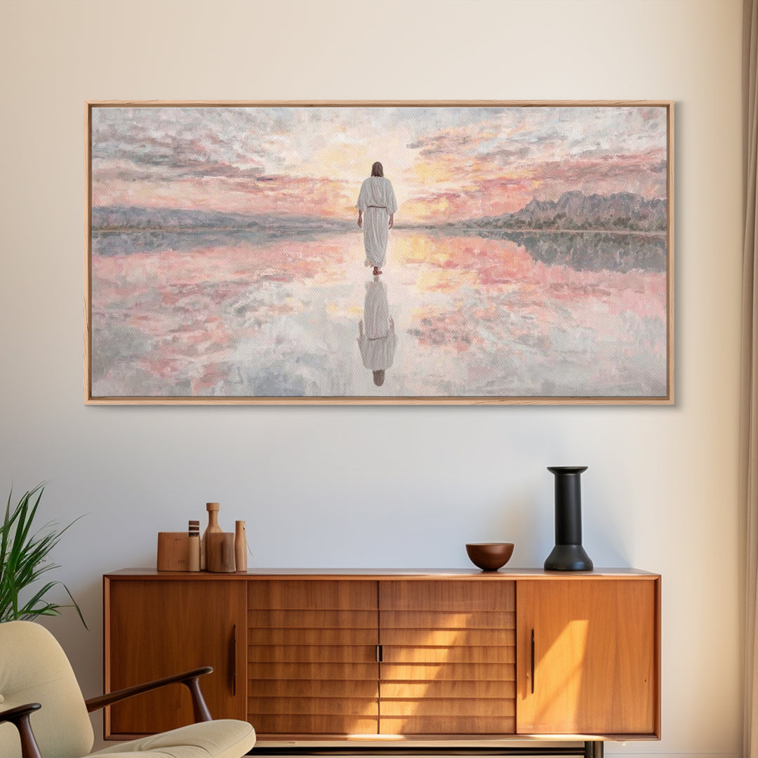 Walk Of Grace - Framed Canvas Print - Jesus Painting - Christian Wall Art - Modern Christian Art - Large Christian Painting