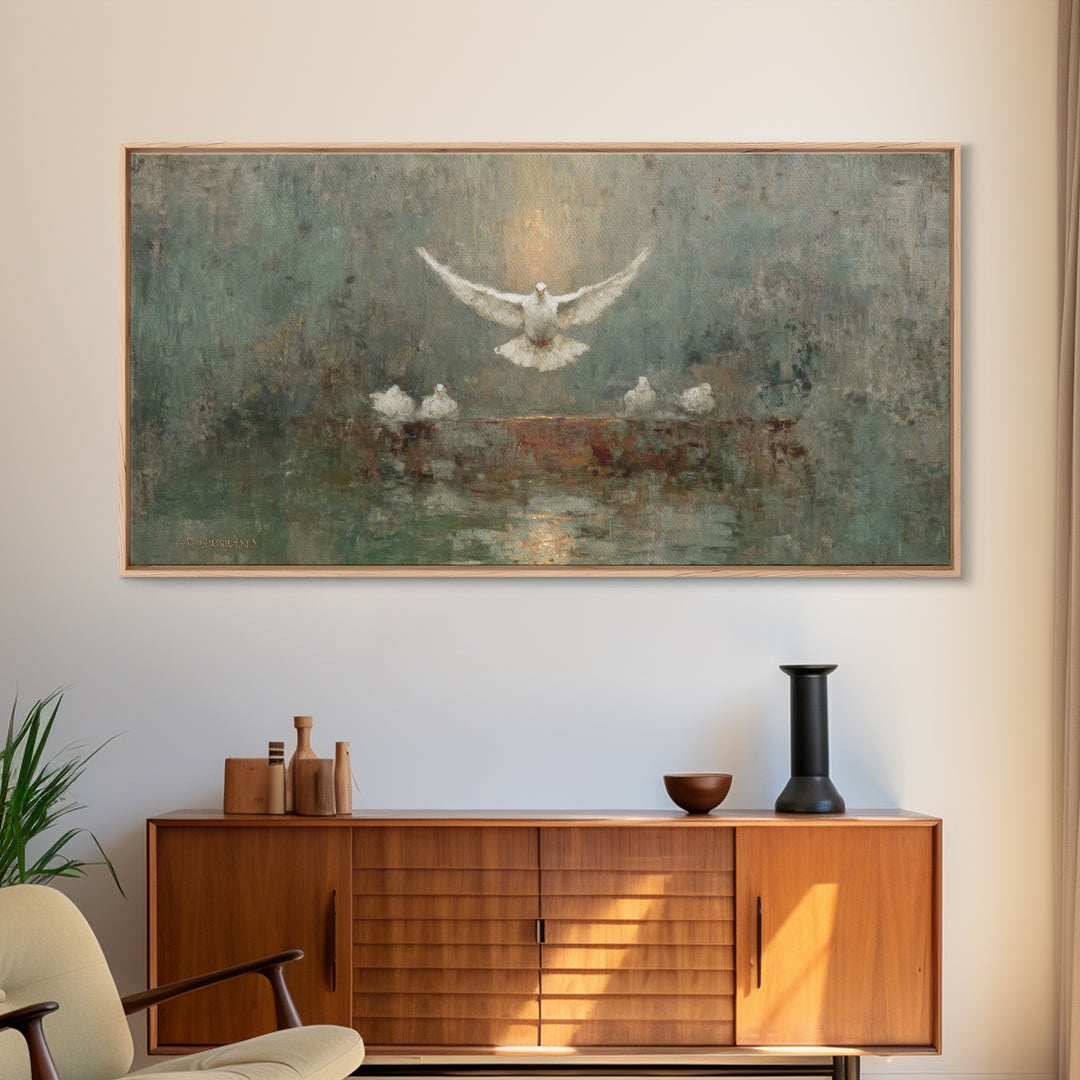 Dove Of Glory, Framed Canvas Print, Christian Art Canvas, Christian Wall Art, Christian Painting, Christmas Art, Christian Decor