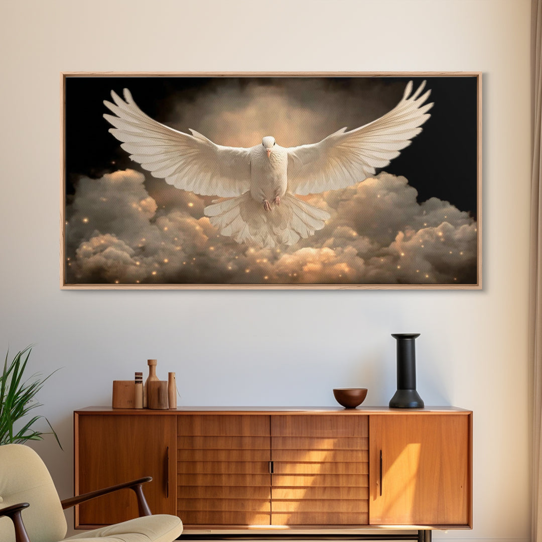 Heavenly Dove – Framed Canvas Print – Christian Wall Art – Christian Art Canvas – Jesus Painting – Christian Christmas Art – Christian Deco