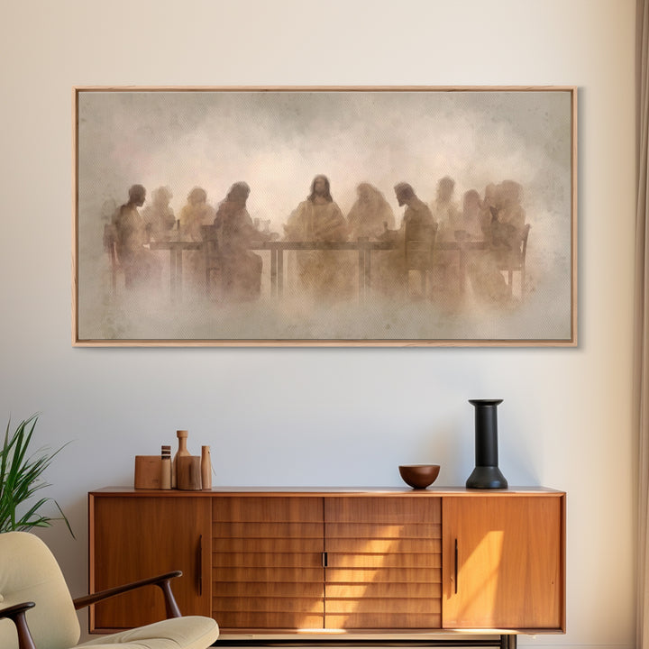 Eternal Communion – Framed Canvas Print – Christian Art Print – Christian Wall Art – Minimalist Christian Art – Subtle Christian Paintings