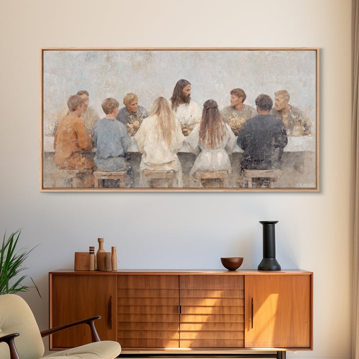Bread Of Grace, Framed Canvas Print, Christian Wall Art, Christian Art Canvas, Large Christian Painting, Jesus Painting, Modern Christian A