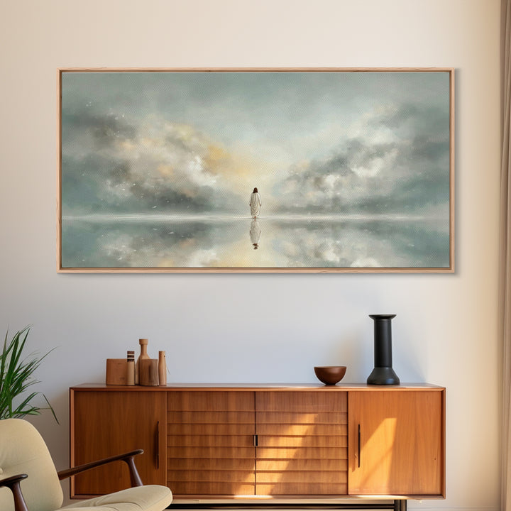 Light Upon Still Waters - Framed Canvas Print - Modern Christian Art - Christian Art Canvas - Christian Decor For Home - Jesus Art Print