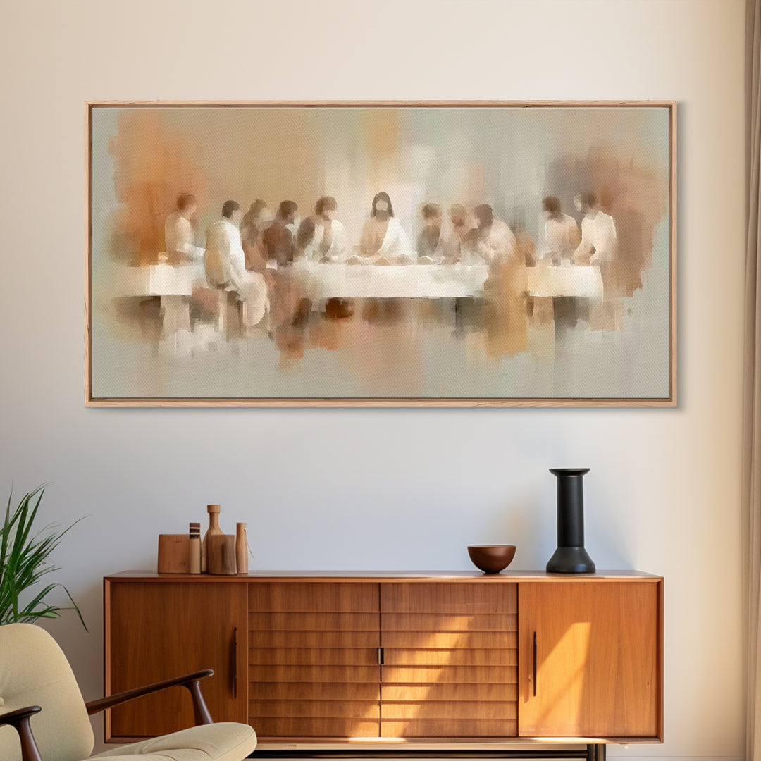 Sacred Supper Light – Framed Canvas Print – Christian Wall Art – Jesus Painting – Christian Art Canvas – Christmas Art – Christian Decor