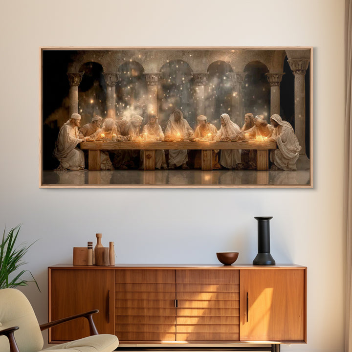 Divine Supper Radiance, Framed Canvas Print, Christian Art Work, Jesus Painting, Christian Wall Art, Christmas Art, Christian Decor