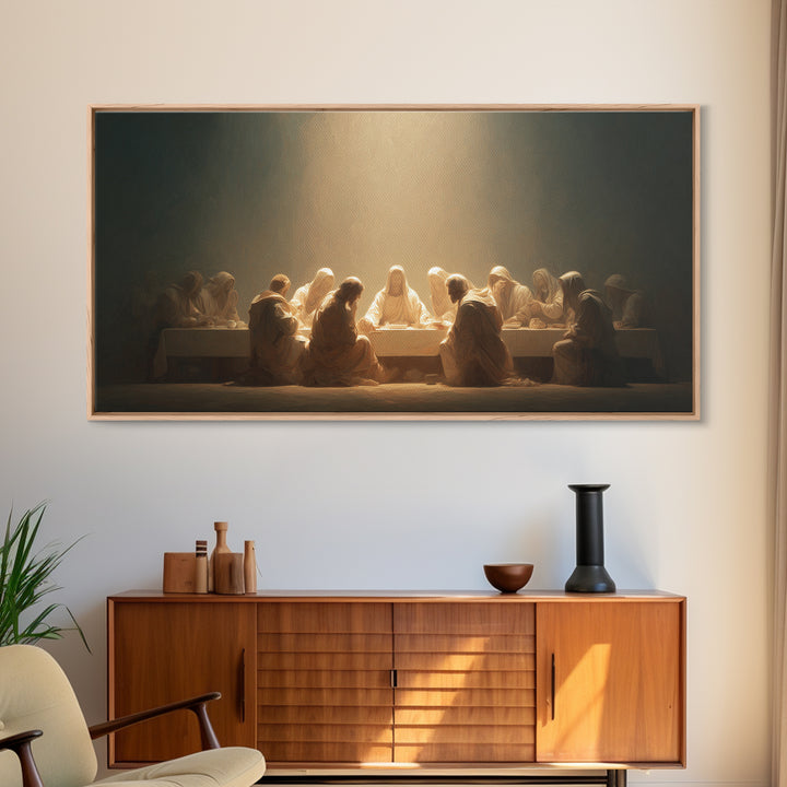 Radiant Supper Realm, Framed Canvas Print, Christian Painting, Jesus Canvas Art, Christian Art Print, Christmas Art, Christian Decor