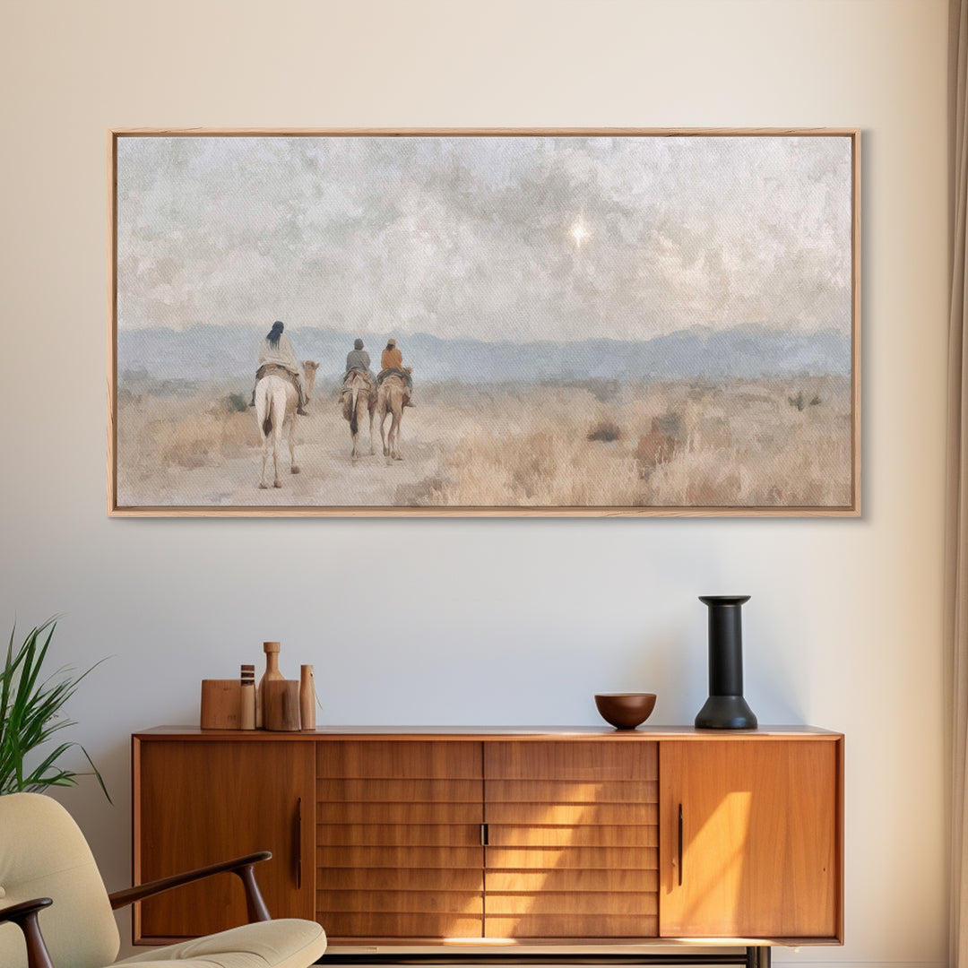 Starbound Pilgrimage, Framed Canvas Print, Christian Art Canvas, Christian Wall Art, Christian Christmas Art, Christmas Art, Christian Deco