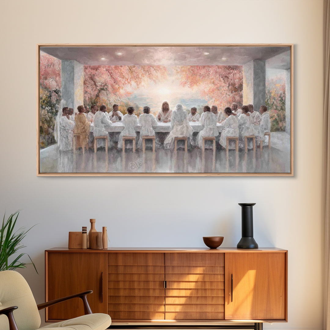 Celestial Supper Bloom – Framed Canvas Print – Christian Art Canvas – Jesus Painting – Christian Wall Art – Christmas Art – Christian Decor
