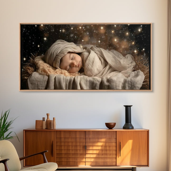 Starborn Child | Framed Canvas Print | Christian Christmas Art | Christian Art Canvas | Jesus Christmas Art | Christian Wall Art | Christma
