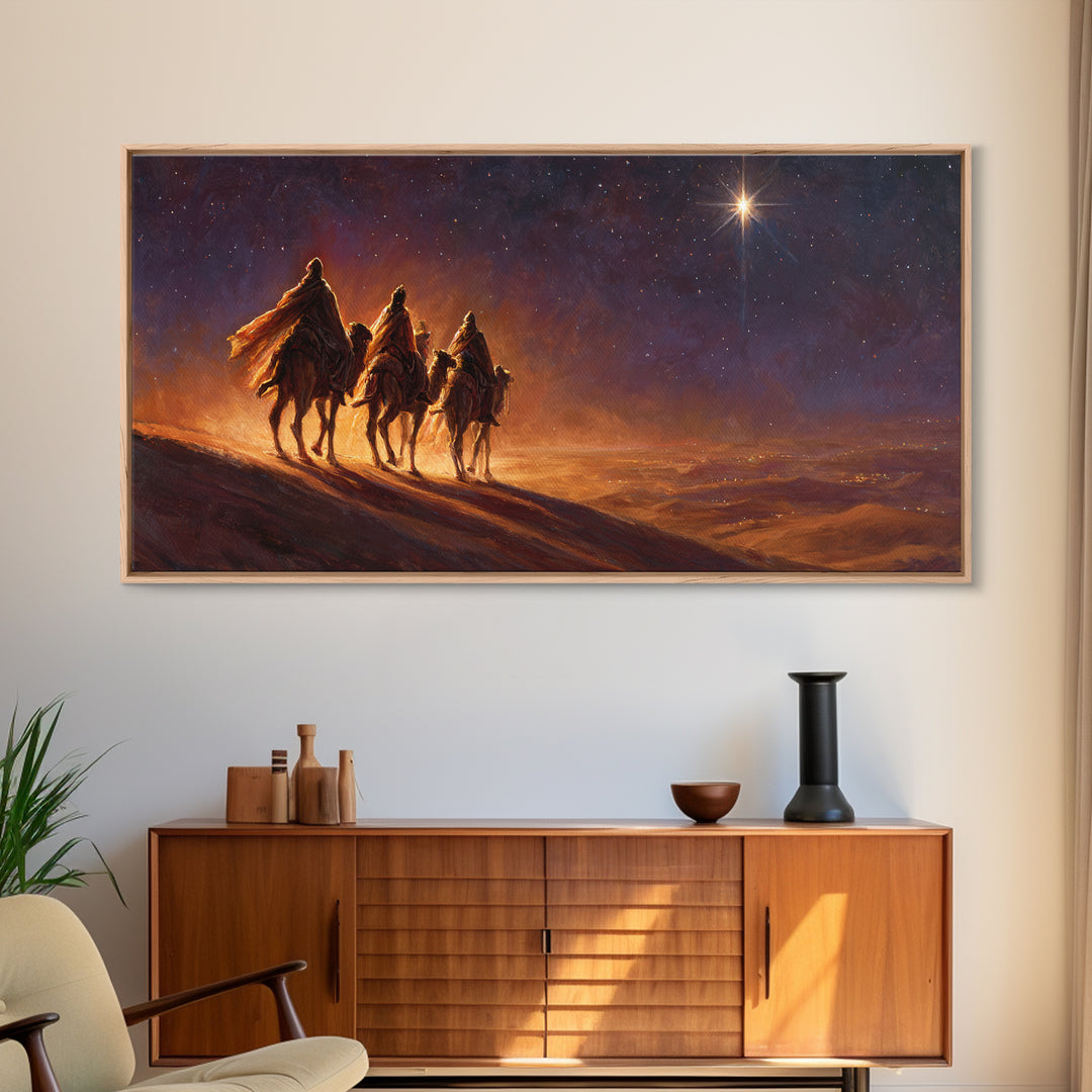 Desert Star Journey – Framed Canvas Print – Christian Wall Art – Christmas Art Prints – Christian Art Canvas – Christian Christmas Decor –