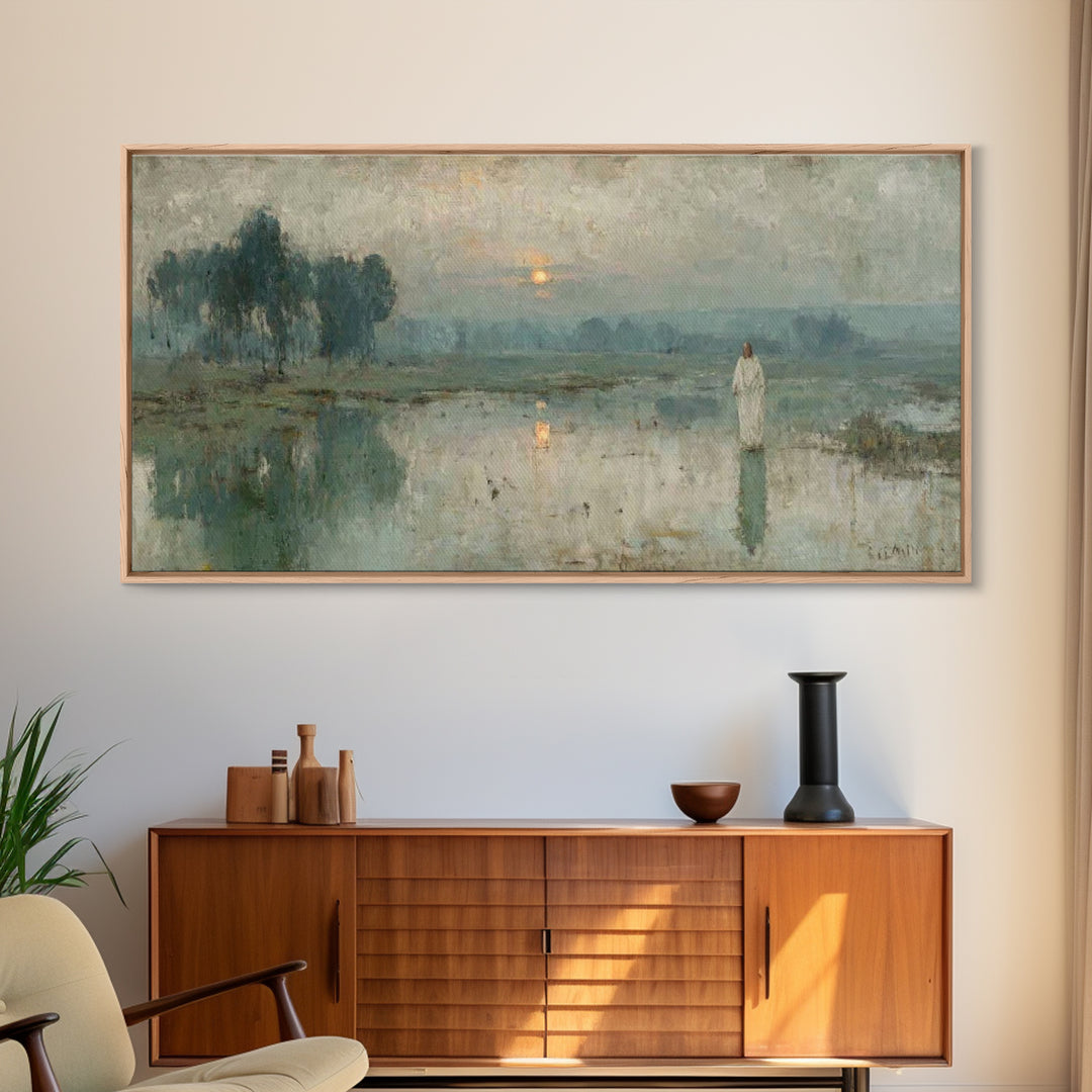 Morning Stillness – Framed Canvas Print – Jesus Canvas Art – Christian Art Work – Subtle Christian Art – Christian Wall Art