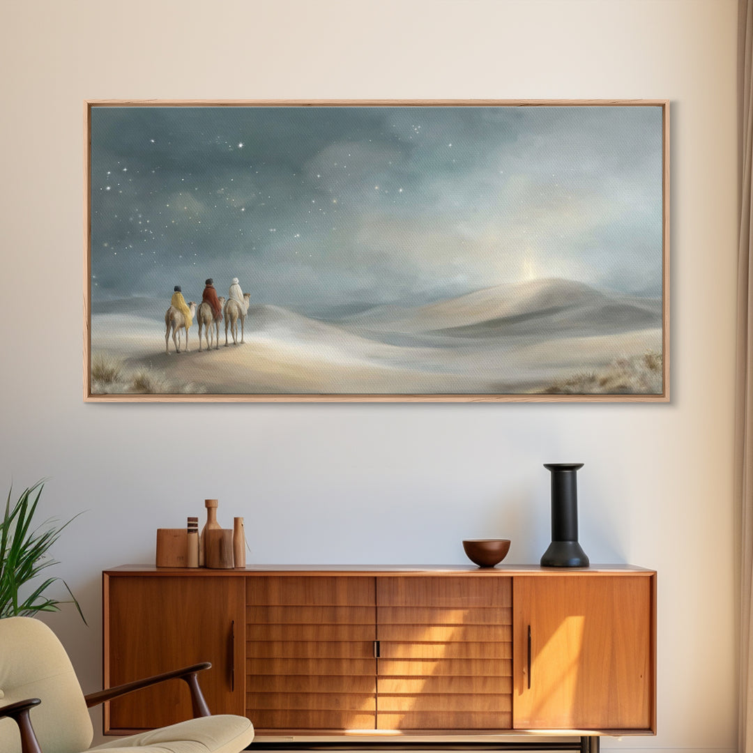 Desert Star Path, Framed Canvas Print, Christian Art Canvas, Christian Wall Art, Christmas Art Prints, Christian Christmas Art, Jesus Paint