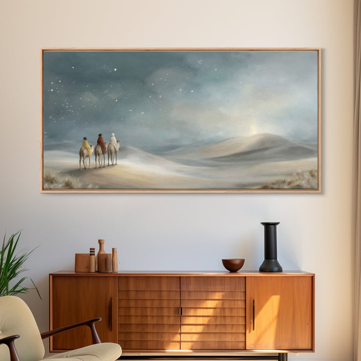 Desert Star Path, Framed Canvas Print, Christian Art Canvas, Christian Wall Art, Christmas Art Prints, Christian Christmas Art, Jesus Paint
