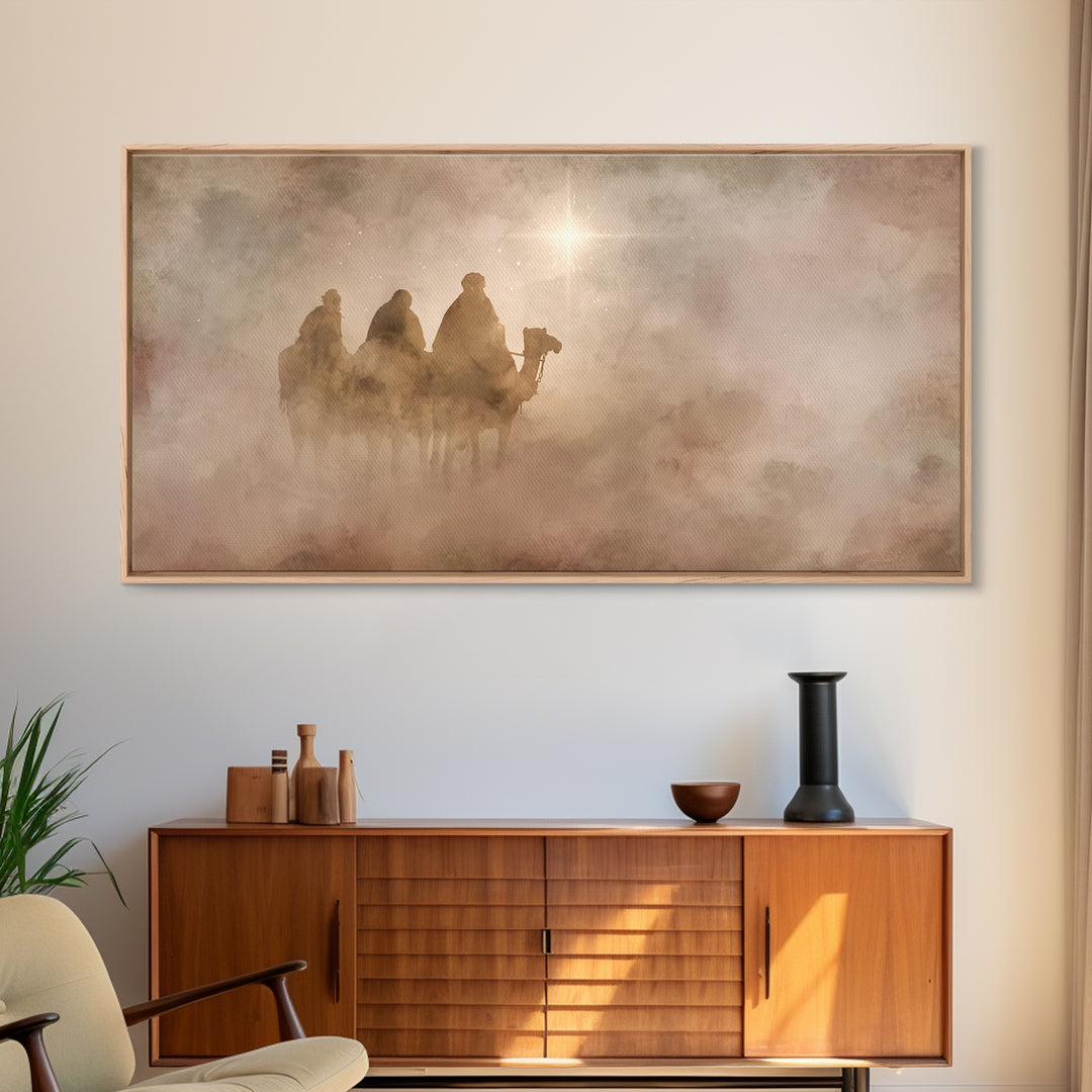 Three Kings Dawn – Framed Canvas Print – Christian Art Canvas – Christian Christmas Art – Christmas Wall Art – Modern Christian Art – Jesus