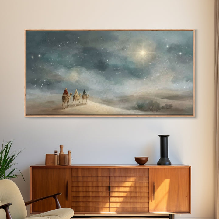 Star Of Promise, Framed Canvas Print, Christian Art Canvas, Christmas Wall Art, Christian Christmas Art, Modern Christian Painting, Christi